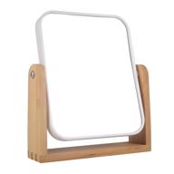 🔍 lotiko natural bamboo stand makeup mirror - 1x/3x magnification double sided 360 degree swivel magnifying mirror for vanity table, office desk, room decor - beauty gifts (square) logo