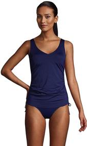 img 4 attached to 👙 Lands' End Chlorine Resistant Women's Adjustable V-Neck Underwire Tankini Top Swimwear with Adjustable Straps