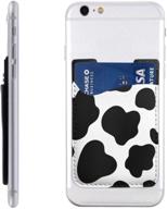 🐄 cows print phone card holder: convenient stick-on id credit card wallet for iphone & android logo