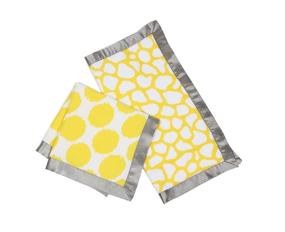 img 3 attached to Bacati - Ikat Muslin 2 Piece Security Blankets Set in Grey and Yellow