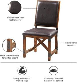 img 1 attached to 🪑 Ink+Ivy Lancaster Dining Chairs - Solid Wood and Metal Kitchen Stool with Backrest - Amber Wood Finish, PU Cover Industrial Style Stool - 1 Piece Dinner Furniture, Chocolate Brown, 38.5-inch