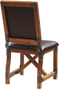 img 2 attached to 🪑 Ink+Ivy Lancaster Dining Chairs - Solid Wood and Metal Kitchen Stool with Backrest - Amber Wood Finish, PU Cover Industrial Style Stool - 1 Piece Dinner Furniture, Chocolate Brown, 38.5-inch