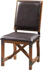 img 3 attached to 🪑 Ink+Ivy Lancaster Dining Chairs - Solid Wood and Metal Kitchen Stool with Backrest - Amber Wood Finish, PU Cover Industrial Style Stool - 1 Piece Dinner Furniture, Chocolate Brown, 38.5-inch