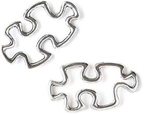 img 4 attached to 💐 Get Creative with Cherry Blossom Beads: 17x31mm Silver Pewter Puzzle Piece Charm - Pack of 10