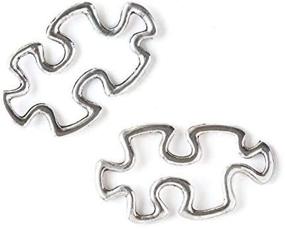 img 2 attached to 💐 Get Creative with Cherry Blossom Beads: 17x31mm Silver Pewter Puzzle Piece Charm - Pack of 10