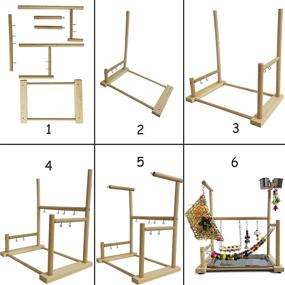 img 2 attached to 🐦 Enhance Your Parrot's Playtime with the kathson Parrot Playstand Bird Playground: An All-in-One Wood Perch Gym, Playpen, and Toy Haven for Conures, Cockatoos, Parakeets, Lovebirds, and More!