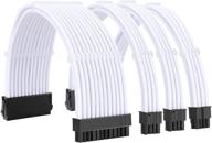 💻 enhance your pc's aesthetics and performance with gim psu cable extension kit - power supply sleeved cable with combs 18awg atx 1x24-pin, 2x8-port (4+4) m/b, 1x8-port (6+2) pci-e (white) logo