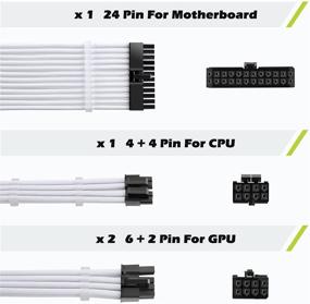 img 3 attached to 💻 Enhance Your PC's Aesthetics and Performance with GIM PSU Cable Extension Kit - Power Supply Sleeved Cable with Combs 18AWG ATX 1x24-PIN, 2x8-PORT (4+4) M/B, 1x8-PORT (6+2) PCI-E (White)