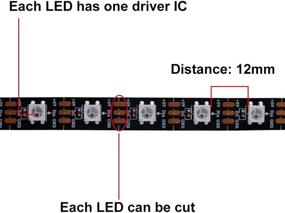 img 3 attached to HJHX WS2812B LED Strip - 3.28ft, 60 Individually Addressable LEDs, SMD5050 RGB Magic Color Flexible Rope Lights (IP30-Black)