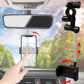 img 4 attached to 📱 360 Rear View Mirror Phone Mount for iPhone 11/12/Pro Max - Universal Car GPS Holder, Flexible & Concealable Stand for 4.7-6.7inch Smartphones