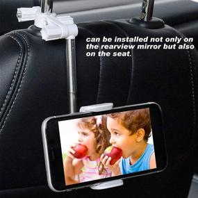 img 1 attached to 📱 360 Rear View Mirror Phone Mount for iPhone 11/12/Pro Max - Universal Car GPS Holder, Flexible & Concealable Stand for 4.7-6.7inch Smartphones