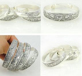 img 2 attached to 🏯 Factory Wholesale Tibetan Jewelry: Vintage Silver Bangles – Stainless Steel Charms Mix (4pcs) – Antique Tibetan Silver Cuff Bracelets