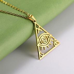 img 2 attached to 👁️ Caiyao Pyramid Triangle Evil Eye: Stylish Stainless Steel Necklace for Women