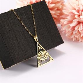 img 1 attached to 👁️ Caiyao Pyramid Triangle Evil Eye: Stylish Stainless Steel Necklace for Women