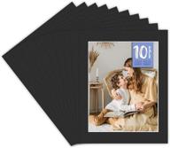 📸 pack of 10 golden state art pre-cut 11x14 black picture mat for 8.5x11 photo, acid-free with white core - high premier bevel cut mattes logo