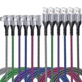 img 4 attached to 🔌 Excgood [6.6ft] Right Angle USB Type C Cable – Fast Charging Braided Cord for Galaxy S10/S9/S8/Note, LG, Moto, Pixel & More – Black, White, Blue, Green, Purple, Hot Pink