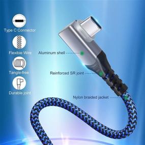 img 2 attached to 🔌 Excgood [6.6ft] Right Angle USB Type C Cable – Fast Charging Braided Cord for Galaxy S10/S9/S8/Note, LG, Moto, Pixel & More – Black, White, Blue, Green, Purple, Hot Pink