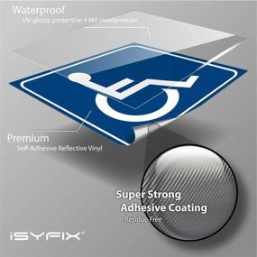 img 2 attached to 🚻 Reflective Silver Handicap Symbol Stickers - 4 Pack of 6X6 Inch Decals - Premium Self-Adhesive Vinyl