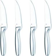 gourmet settings steak knife set of 4: stainless steel 🍴 serrated knives, dishwasher safe & rust proof - professional kitchen cutlery set logo