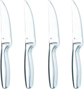 img 4 attached to Gourmet Settings Steak Knife Set of 4: Stainless Steel 🍴 Serrated Knives, Dishwasher Safe & Rust Proof - Professional Kitchen Cutlery Set