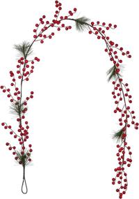 img 4 attached to 🎄 6FT Red Berry Christmas Garland - Artificial Red and Burgundy Berry Garland for Indoor/Outdoor Home Fireplace Decoration during Winter Holiday Season