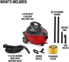 img 1 attached to 🔴 CRAFTSMAN 17612 Wet/Dry Vacuum, Portable Shop Vacuum with Attachments, Red (9-17612),Gray - 4 Gallon, 5.0 Peak HP