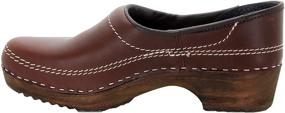 img 2 attached to 👞 Leather Swedish Closed Wooden Clogs