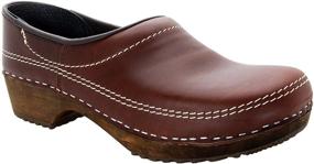 img 4 attached to 👞 Leather Swedish Closed Wooden Clogs