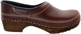 img 3 attached to 👞 Leather Swedish Closed Wooden Clogs