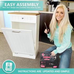 img 3 attached to 🗑️ Wooden Tilt Out Trash Bin Cabinet or Tilt Out Laundry Hamper - Hide Trash, Maximize Countertop Space, Pets-proof! Streamlined Assembly Process!