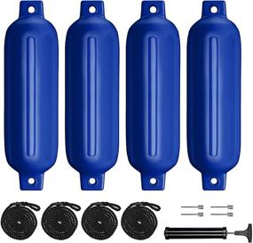 img 4 attached to Sailortenx Boat Fenders 4 Pack: 4.5'' x 16'' Inflatable Ribbed Marine Boat Fender with Fender Lines, Needles, and Pump - Twin Eyes Bumpers for Small Sailboat Docking