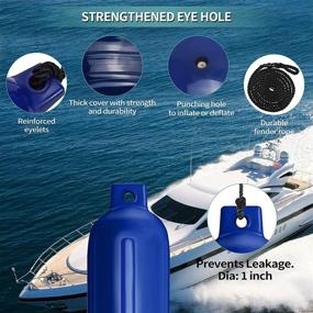 img 2 attached to Sailortenx Boat Fenders 4 Pack: 4.5'' x 16'' Inflatable Ribbed Marine Boat Fender with Fender Lines, Needles, and Pump - Twin Eyes Bumpers for Small Sailboat Docking