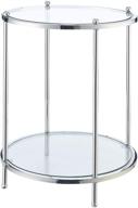 enhanced seo: clear glass / chrome 2 🔍 tier round end table by convenience concepts royal crest logo