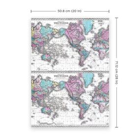 img 3 attached to 🗺️ Premium Vintage Map of the World Wrapping Paper - Colton 1855 edition, Strong & Recyclable: 5-Sheet Gift Wrap Per Pack. From Journo Travel (2 Styles Available)