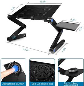 img 2 attached to 🎁 Adjustable Laptop Stand by Auralto – Laptop Table for Bed, Recliner & Sofa – Perfect Birthday Gift for Women, Men, Parents, Students, and Friends – Couch Lap Desk with Large Cooling Fan and Mouse Pad