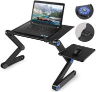 🎁 adjustable laptop stand by auralto – laptop table for bed, recliner & sofa – perfect birthday gift for women, men, parents, students, and friends – couch lap desk with large cooling fan and mouse pad logo