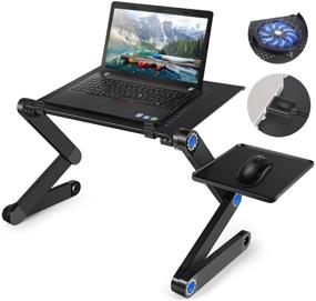 img 4 attached to 🎁 Adjustable Laptop Stand by Auralto – Laptop Table for Bed, Recliner & Sofa – Perfect Birthday Gift for Women, Men, Parents, Students, and Friends – Couch Lap Desk with Large Cooling Fan and Mouse Pad