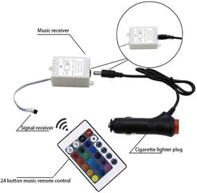img 3 attached to Салонные автомобильные светильники sunva: 4 шт. 48 светодиодных многокрасочных музыкальных светящихся неоновых ленты - беспроводное дистанционное управление, подсветка под панелью - DC12V