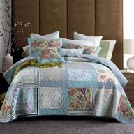 🛏️ roomlife king size quilt sets: patchwork grid retro boho bedding with reversible 100% cotton coverlet and matching shams logo