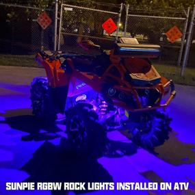 img 1 attached to 🌈 Светодиодные рок-фонарики Sunpie 4 Pods RGBW для грузовика внедорожника SUV ATV с управлением через телефонное приложение/пульт, таймером, режимом музыки, миганием и автоматическим управлением - зеленые разъемы 5-ти контактные