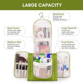 img 1 attached to 🧳 Extra Large Hanging Travel Toiletry Bag for Women, Men, and Kids - Heavy Duty Waterproof Shaving Kit Organizer with Hook - Ideal for Cosmetics, Makeup, and Bathroom Shower Essentials