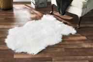 🐑 premium 3 ft. x 5 ft. white faux sheepskin rug – ultra-soft & shaggy area rug, ideal for living room, bedroom, kid's room, nursery – made in france, non-slip backing logo