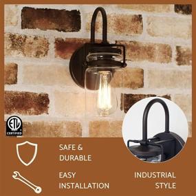 img 1 attached to 🏡 Kira Home Wyer 11.5" Farmhouse Industrial Wall Sconce with Clear Glass Jar Shade - Dimmable, Bronze Finish