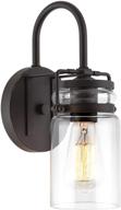 🏡 kira home wyer 11.5" farmhouse industrial wall sconce with clear glass jar shade - dimmable, bronze finish логотип