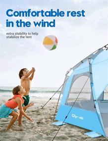 img 1 attached to Glymnis L Portable Beach Tent Sun Shade Shelter for 3-4 People, Quick Setup 🏖️ UPF 50+ UV Protection Tent, with 3 Ventilation Windows, Extended Floor Family Instant Beach Shade