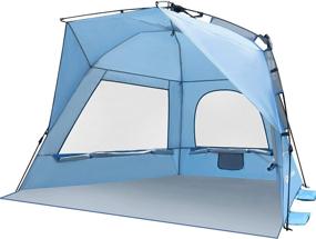 img 4 attached to Glymnis L Portable Beach Tent Sun Shade Shelter for 3-4 People, Quick Setup 🏖️ UPF 50+ UV Protection Tent, with 3 Ventilation Windows, Extended Floor Family Instant Beach Shade