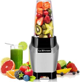 img 4 attached to 🥤 La Reveuse Personal Blender for Shakes and Smoothies - 1000 Watt Power with 24 oz BPA Free Portable Travel Bottle - Dishwasher Safe (Silver)