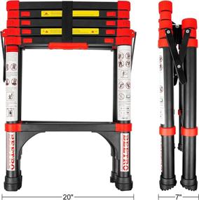 img 2 attached to 🪜 BEETRO Телескопическая лестница - 1,5 метра легкая переносная лестница типа "А" из алюминиевого сплава с нагрузкой до 150 кг - Многофункциональная раскладная лестница с противоскользящими заглушками.