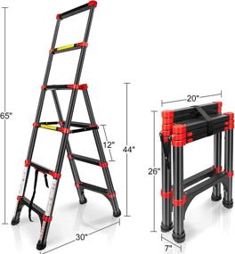 img 3 attached to 🪜 BEETRO Телескопическая лестница - 1,5 метра легкая переносная лестница типа "А" из алюминиевого сплава с нагрузкой до 150 кг - Многофункциональная раскладная лестница с противоскользящими заглушками.
