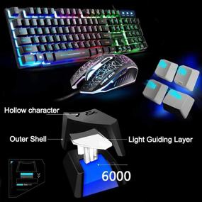 img 3 attached to Keyboard Rainbow Backlit 2400DPI Optical Computer Accessories & Peripherals